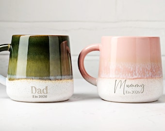 Personalized Family Name & Est Date Ceramic Glazed Mug | Laser Engraved Stoneware, Mother's Day Gift