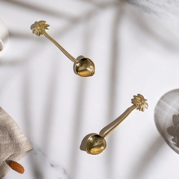 ARECA Brass Palm Tree Spoon | Gold and Silver | Coffee Spoon | Palm Tree Spoon | Teaspoon
