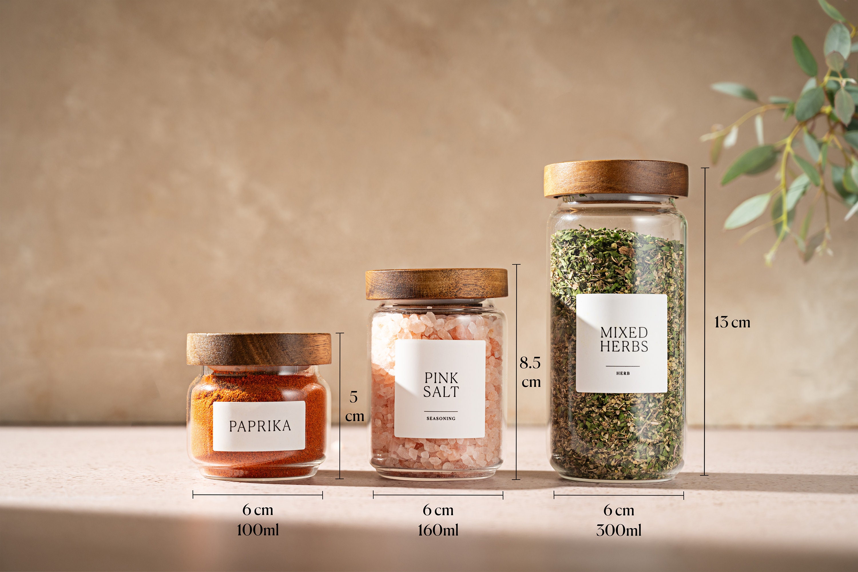 DYDHRER 24 Pièces Pot A Epices En Verre Et Bois,120 Ml Bocaux à Épices,Pots à Épices Cuisine,Pot