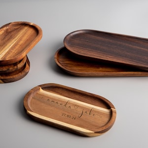 THEA Personalisable Natural Acacia Oval Tray | Large and Small | Organise Pantry | Sustainable Wood