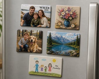 Personalised Ceramic Photo Magnet | Custom Picture Fridge Magnet | UV Printed 5x7cm  Family, Pet Gift