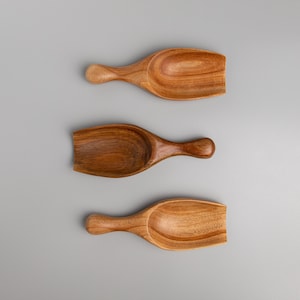 TALIA Natural Acacia Scoop Handmade Wooden Scoop Sustainable Wood Pantry Spoon Coffee Scoop complementary pouch image 9