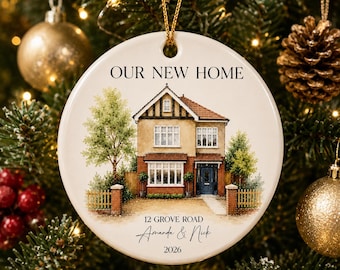 Personalised New Home Christmas Ornament | Watercolour House or Photo Bauble