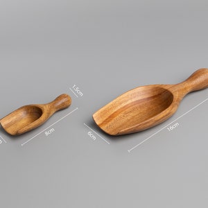 TALIA Natural Acacia Scoop Handmade Wooden Scoop Sustainable Wood Pantry Spoon Coffee Scoop complementary pouch image 4