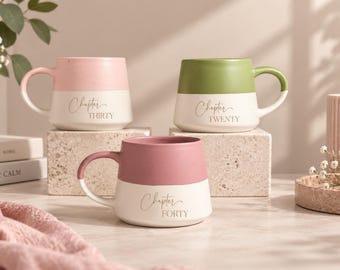 Personalised Chapter Birthday Mug, Milestone Stoneware, Custom Engraved Gift