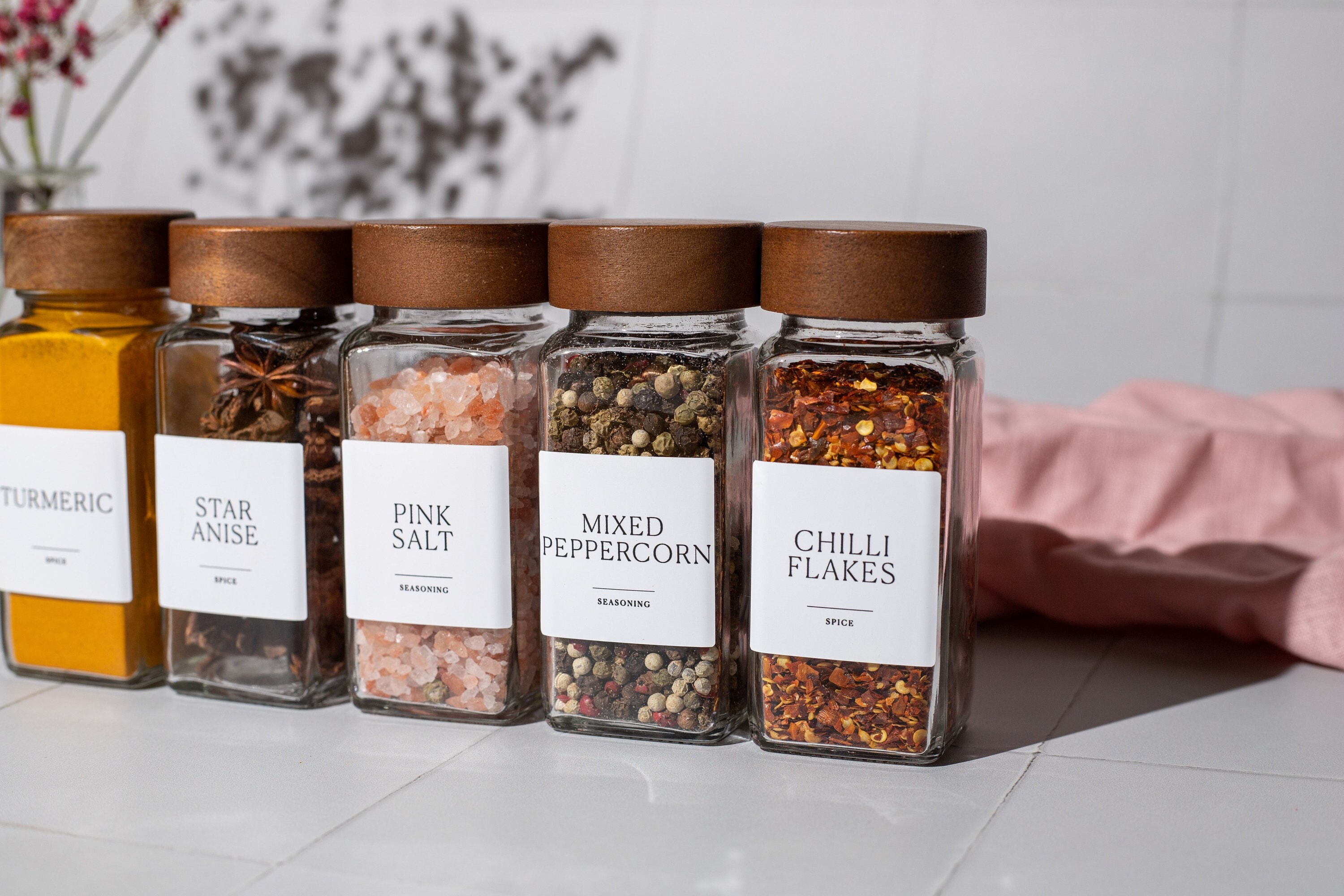 10 Spice Jars 120ml Storage Jar for Spices With a Minimalist Label