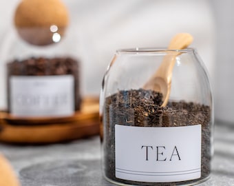 LUNA Cork Ball Glass Storage Jars  | 2 Sizes | Glass Pantry Jars | Tea Coffee Sugar | Organise Pantry | Eco Glass Jars