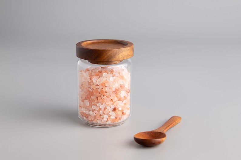 HIMAYA Glass Spice Jars With Natural Acacia Wood Lids Size Etsy