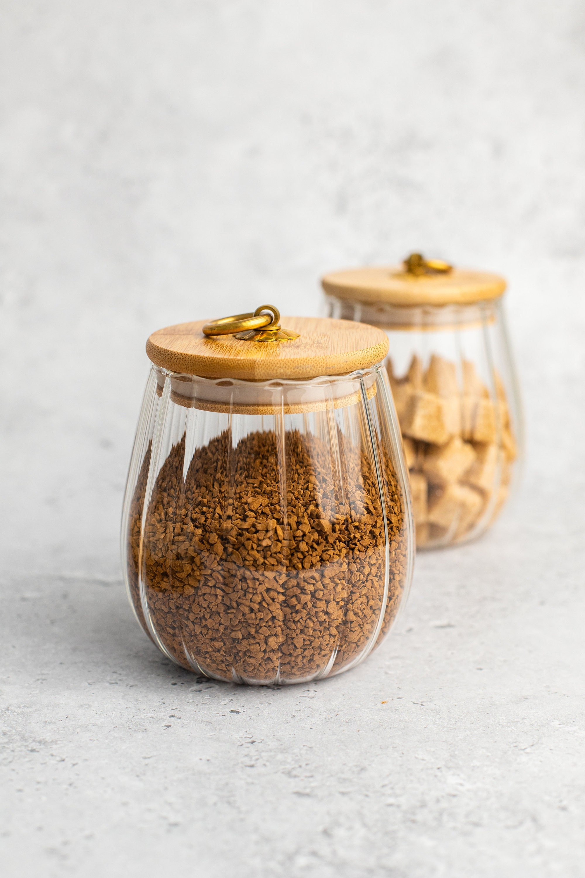 HIMAYA Glass Spice Jars With Natural Acacia Wood Lids Size 160ml