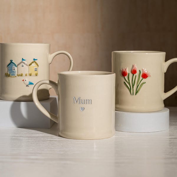 Personalised Ceramic Coffee Mug: Engraved Stoneware, Embossed Design