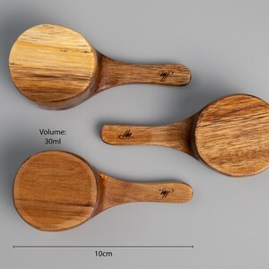 DINALI Natural Acacia Scoop Handmade Wooden Scoop Sustainable Wood Pantry Spoon Coffee Scoop complementary pouch image 6