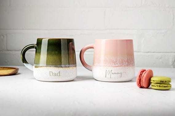 Personalized Ceramic Glazed Mug | Laser Engraved Stoneware, Mother's Day Gift