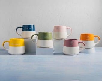 Personalised Stoneware Mug: Laser Engraved Flecked Ceramic Mug