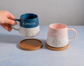 Personalised Zodiac Mug | Engraved Star Sign Coffee Cup | Astrology Gift