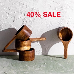 SALE DINALI Natural Acacia Scoop | Handmade Wooden Scoop | Minor scratches and blemishes | Sustainable Wood | Pantry Spoon | Coffee Scoop