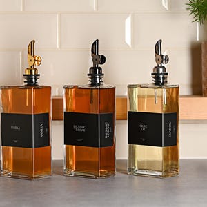 AURORA Oil/Vinegar/ Coffee Syrup Rectangle Book Glass Bottle Pourer | Size 500ml | Black labels