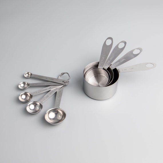 MAYFAIR Silver Stainless Steel Measuring Cup & Spoon Set Set of 9