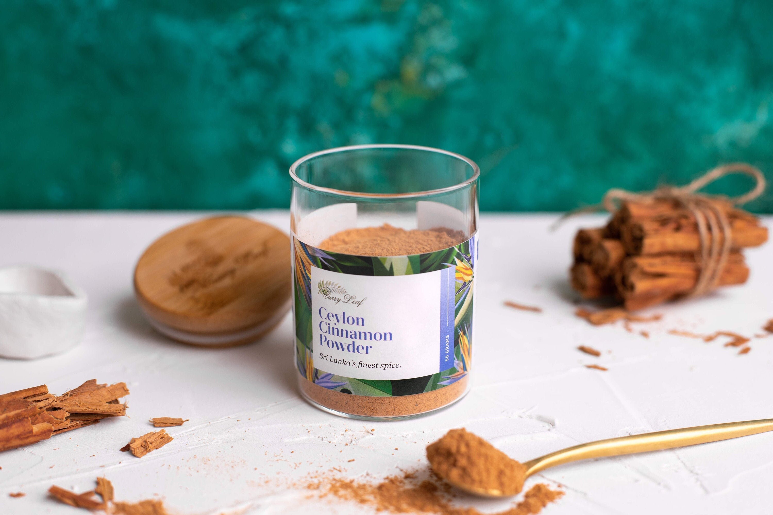 Sri Lankan Premium Ceylan Cannelle en Poudre | d'épices Gourmet Maison Pot en Verre de Luxe Réutilis