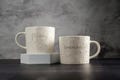 Personalised Embossed heart Ceramic Coffee Mug: Engraved Stoneware, Embossed Design