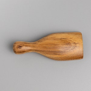 TALIA Natural Acacia Scoop Handmade Wooden Scoop Sustainable Wood Pantry Spoon Coffee Scoop complementary pouch image 6