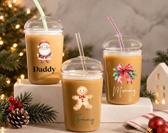 Personalised Christmas Cold Cup | Elf, Reindeer, Gingerbread Design (Name Tumbler)