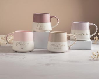 Personalised Stoneware Mother's Day Mug: Laser Engraved Ceramic Coffee Mug