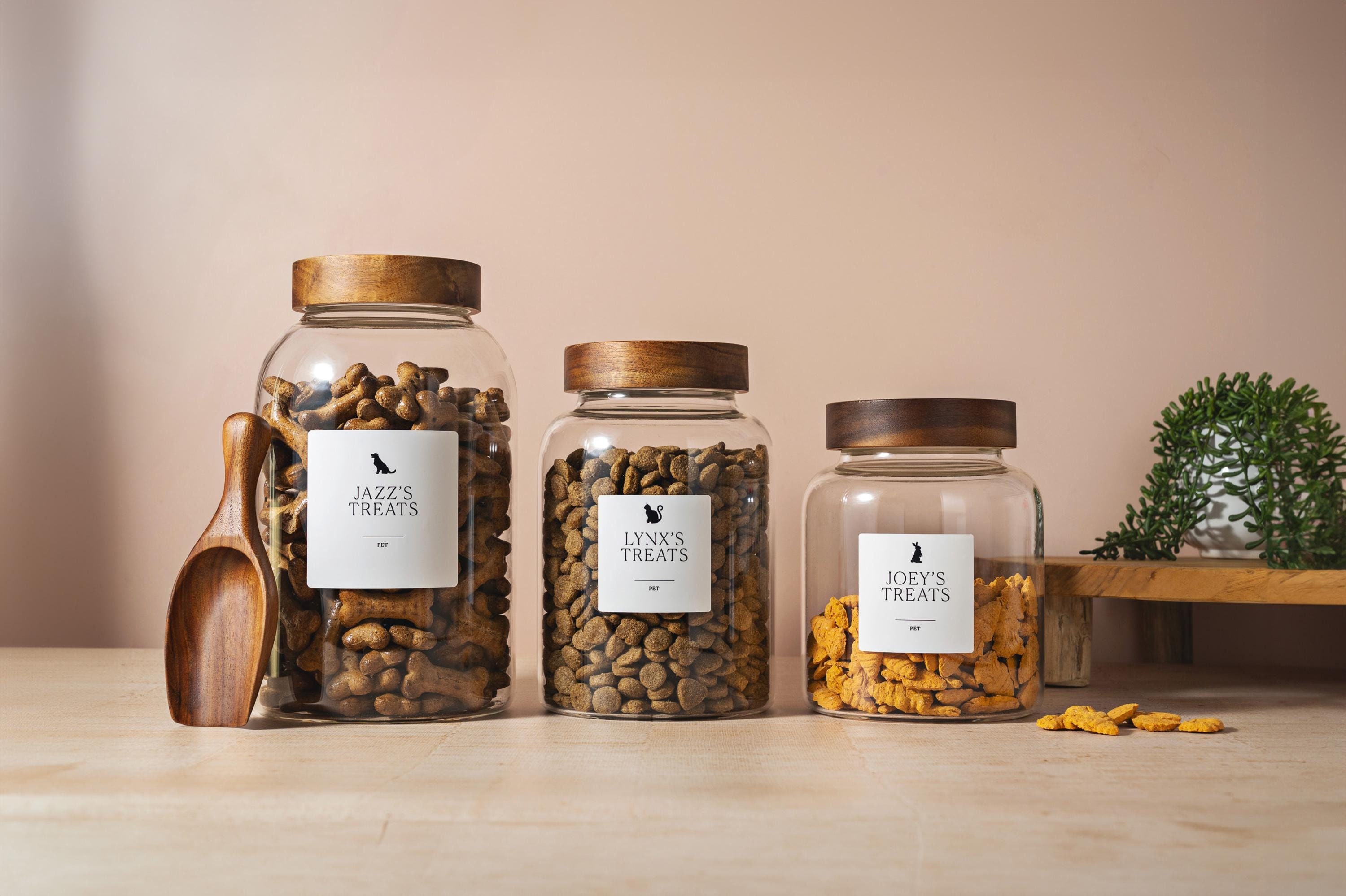 Acacia Wood Lid Glass Jars: Custom Pet Food Storage