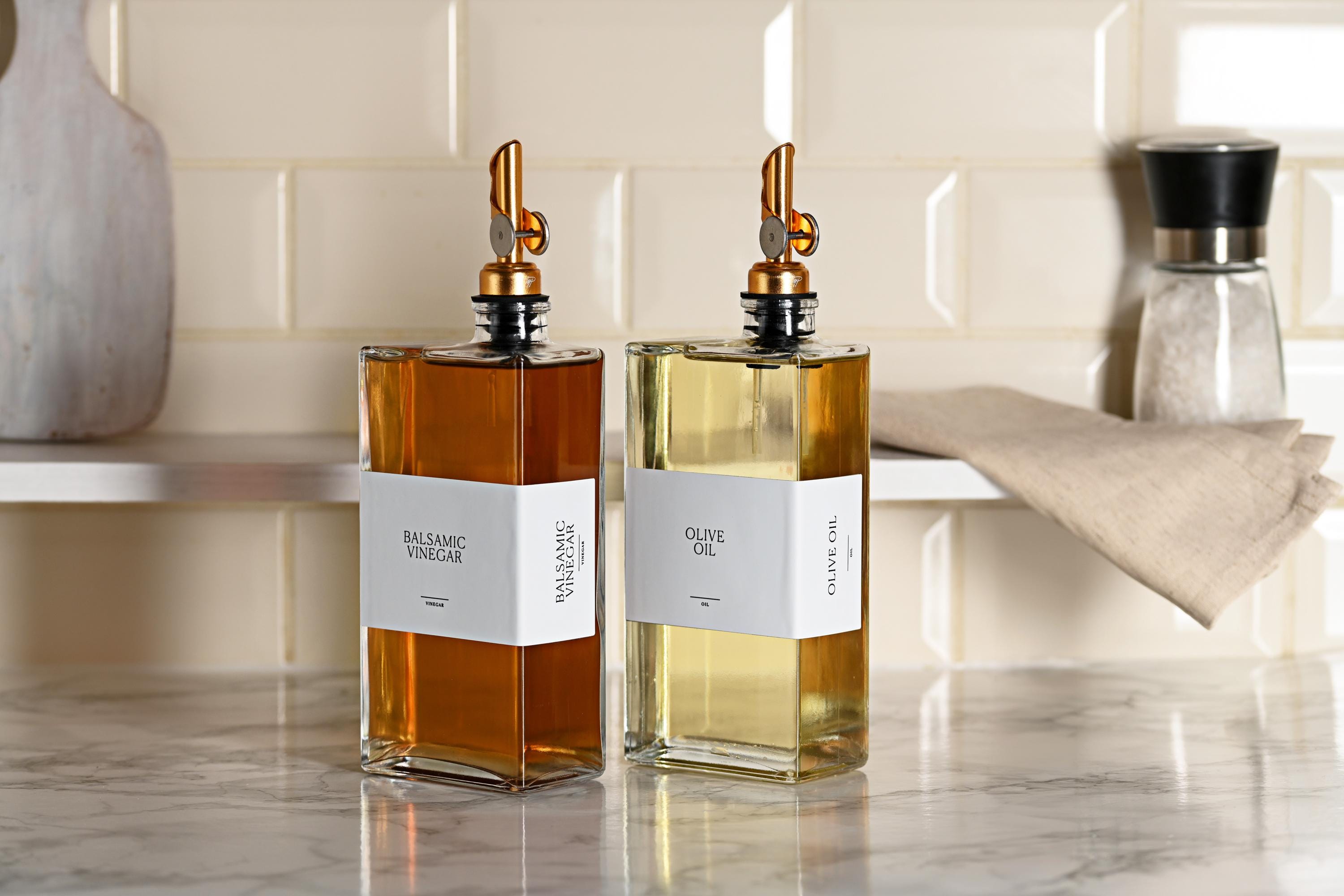 Glass Oil and Vinegar Dispenser: 500ml Rectangle Bottle with Custom Labels