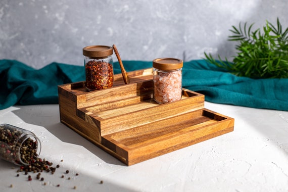 Spice Rack Organizer, Bamboo Herb & Spice Shelf Stand holder with 23 Glass  Jars 