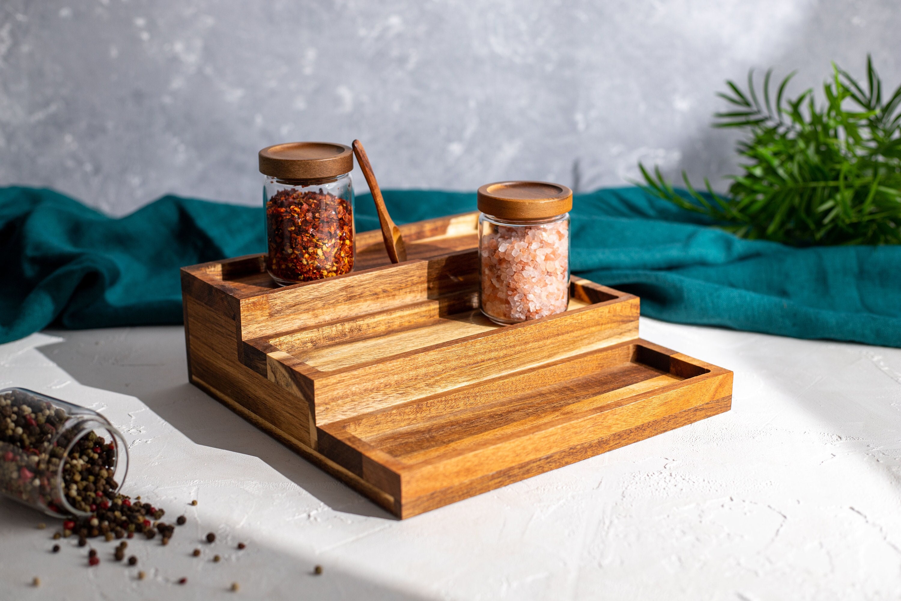 2 Tier Bamboo Spice Bottle Rack – J JACKCUBE DESIGN