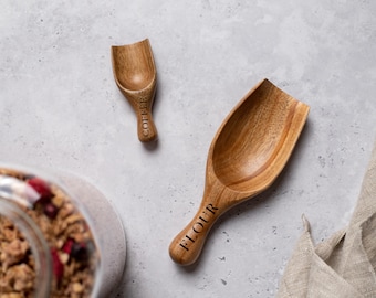 Personalised Handmade Acacia Wood Scoop: Pantry Spoon