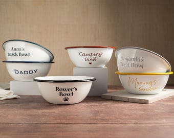 Personalised Enamel Camping Bowl – Custom Name Treat Pet Bowl