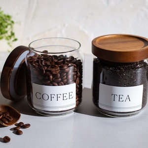 Acacia Wood Lid Glass Jars: Tea, Coffee, Sugar - Set of 3 (450ml) image 5
