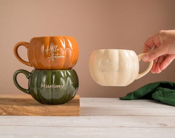 Personalized Pumpkin Mug | Autumn Coffee Cup | Custom Engraved Ceramic Mug | Fall Gift | Halloween & Thanksgiving