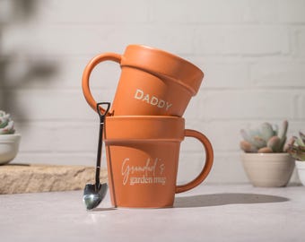 Personalised Plant Pot Mug with shovel spoon | Custom Father’s Day Gift | Plant Lover