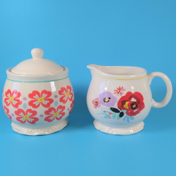 Pioneer Woman Floral Sugar and Creamer Etsy