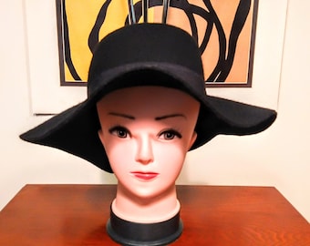 floppy hat, ladies fedora hat, black sun hat, H&M