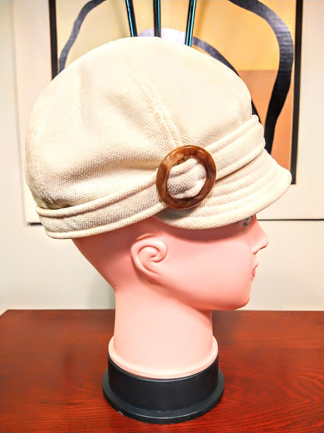 1990s 2000s light beige newsboy hat y2k hat small billed Etsy