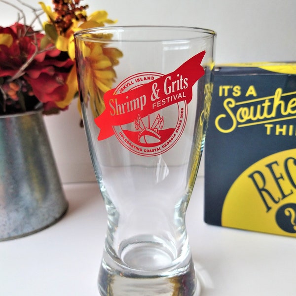 Shrimp and Grits Festival glass, collatable southern decor
