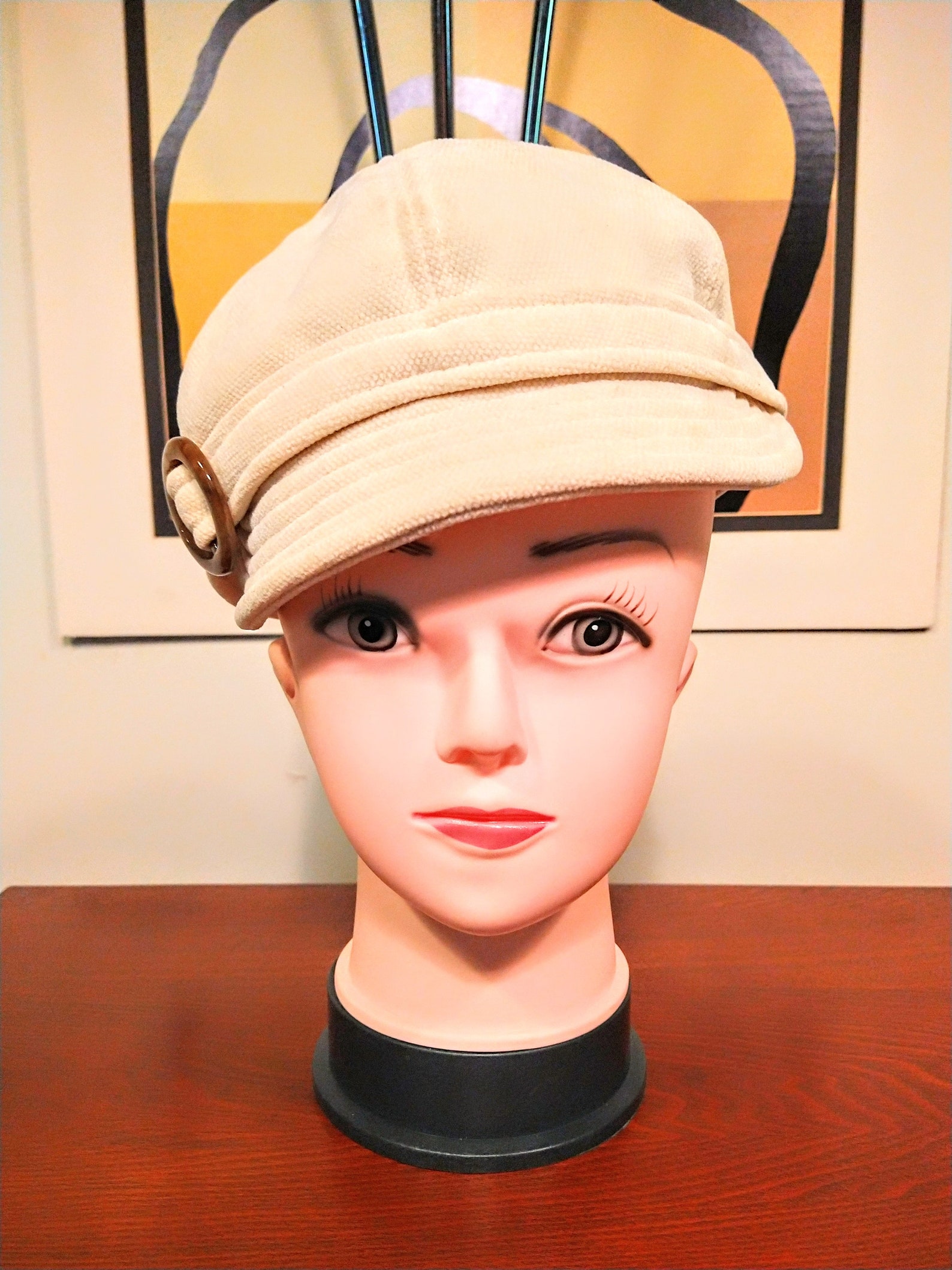 1990s 2000s light beige newsboy hat y2k hat small billed Etsy