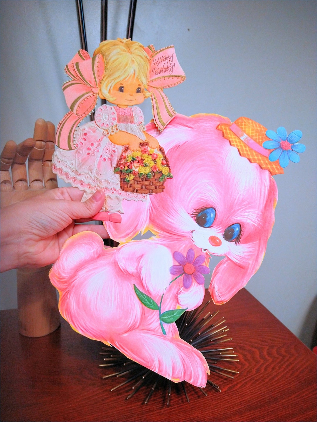 Vintage Card Stock Greeting Card Cut Outs, Happy Birthday and Large