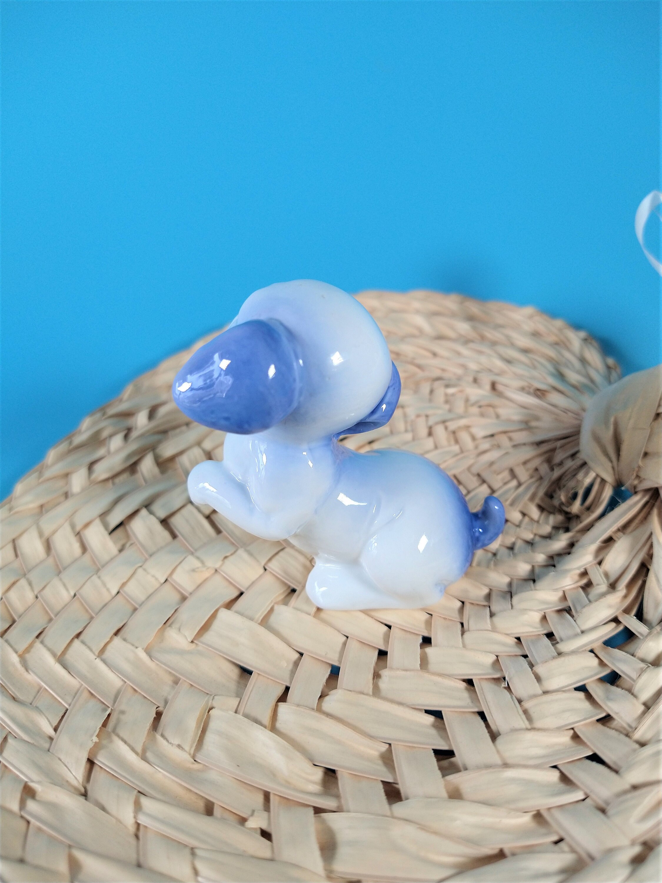 Vintage blue and white dog figurine japan dog figurine dog Etsy