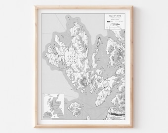 Isle of Skye - Inner Hebrides, Scotland, UK - Hiking Trail Map Art Print