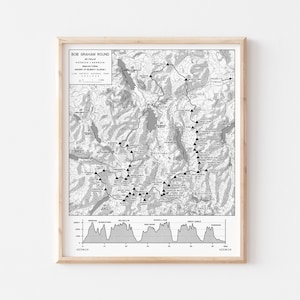 Bob Graham Round with Route Profile - Lake District, England, UK - Hiking Trail Map Art Print
