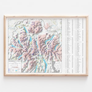 WAINWRIGHT'S Lakeland Fells - kleur - Lake District National Park, Engeland, Verenigd Koninkrijk - Mountain Trail Map Art Print