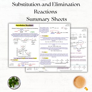 Substitution and Elimination Reactions Notes, Chemistry Notes, Organic Chemistry Notes, Chemistry Summary, Printable Notes, Study Guide