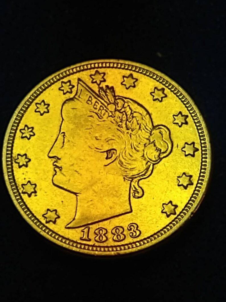 1883 24kgold plated liberty V nickel