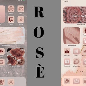 120+ iPhone/Android Preset Widgets & Icons; Rose Gold