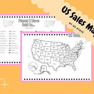 TÉLÉCHARGEMENT NUMÉRIQUE ! Carte des ventes des États-Unis pour les petites entreprises Suivi des ventes par les États-Unis Enregistrement pdf Instagram etsy feuille de coloriage des ventes Carte de voyage