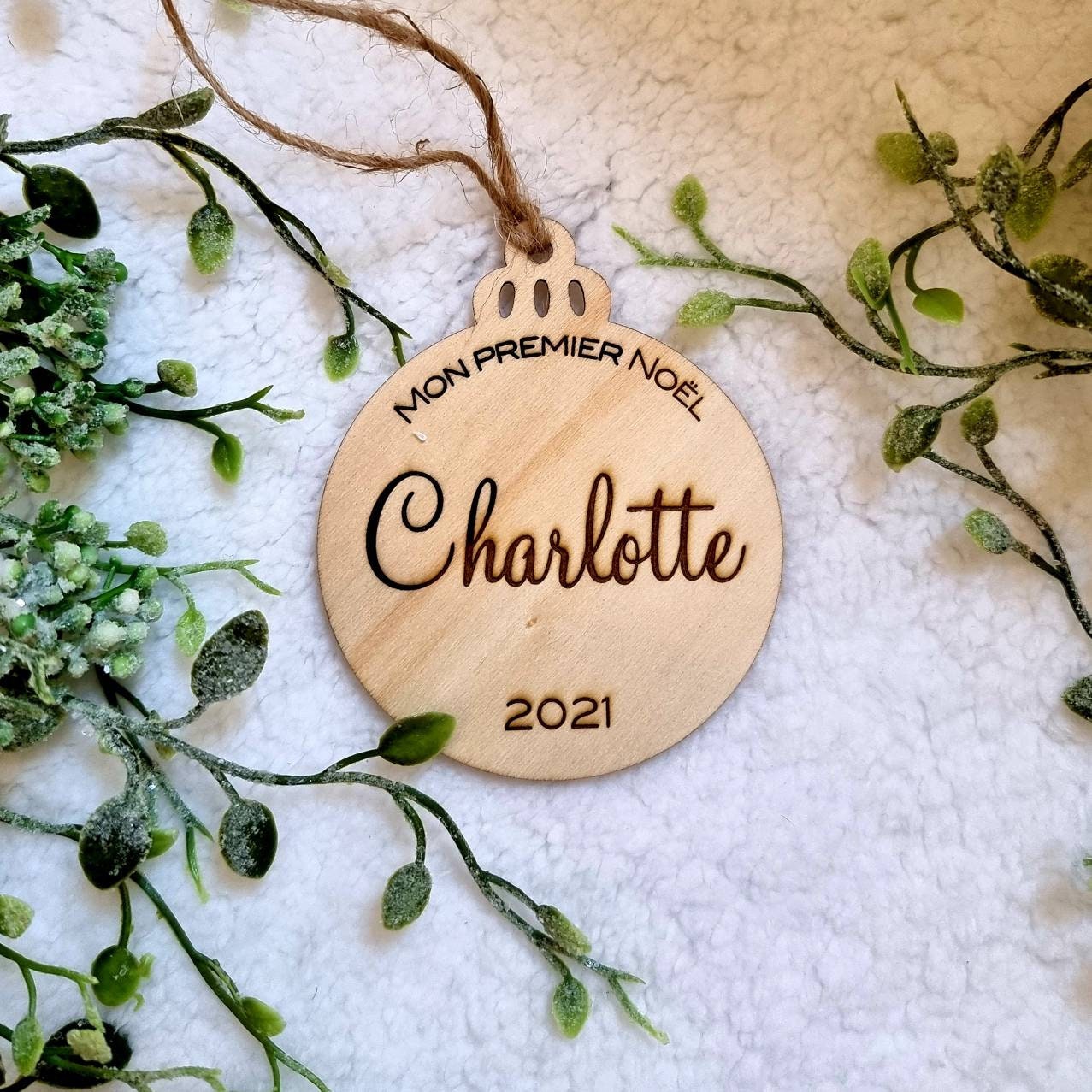 Boule de Noël Bois Gravée